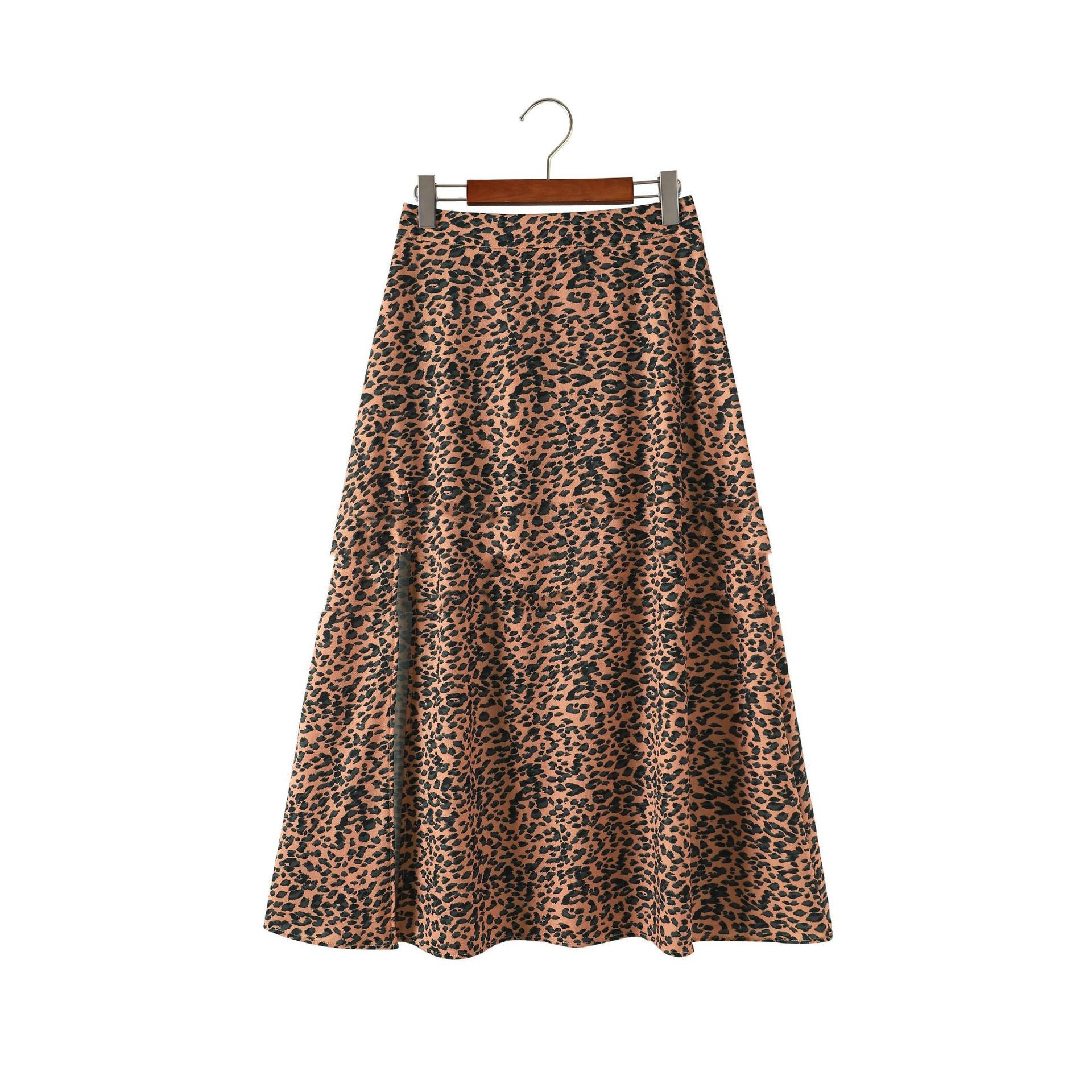Women's Loose Long Skirt Thin A-Line Skirt New Leopard Print Floral Skirt