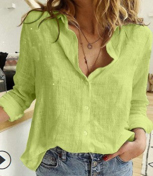 2025YJ Lapel Long Sleeve Shirt Fashion Solid Color Button Top Women's Clothing