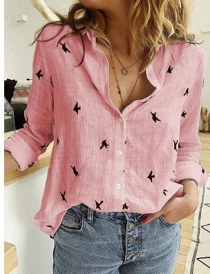 2025YJ Lapel Long Sleeve Shirt Fashion Solid Color Button Top Women's Clothing