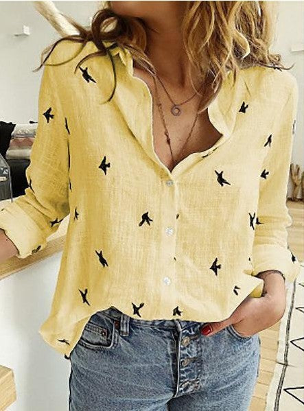 2025YJ Lapel Long Sleeve Shirt Fashion Solid Color Button Top Women's Clothing