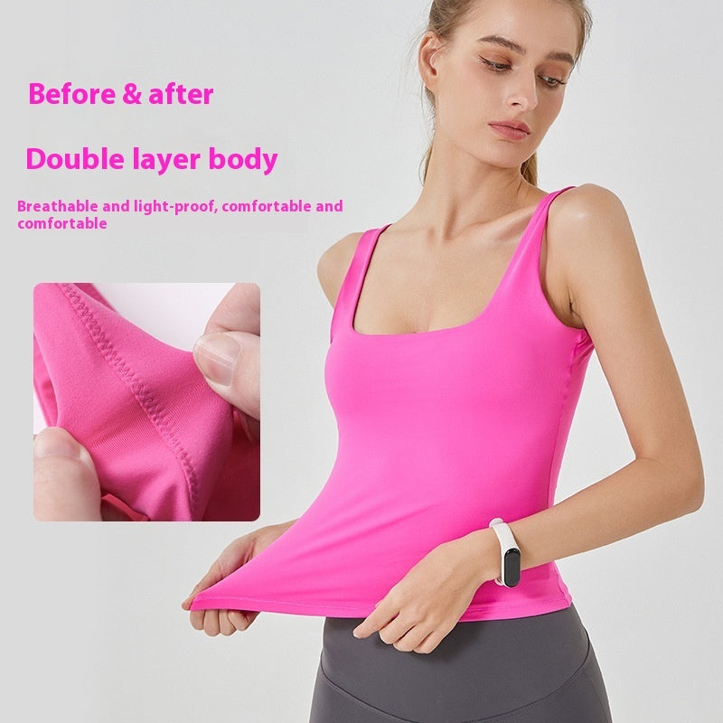 U-neck Sleeveless Double-layer Cloud Soft Fitness Vest