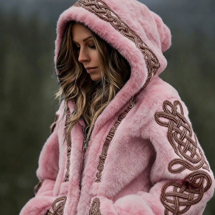 Fashionable Winter Fleece 3D-Printed Thermal Hooded Zip-Up Cardigan Sweater