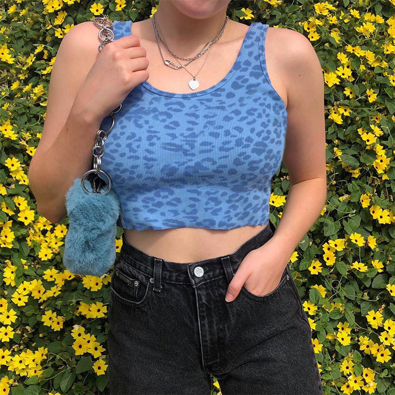 YJ Leopard print skinny sports tank