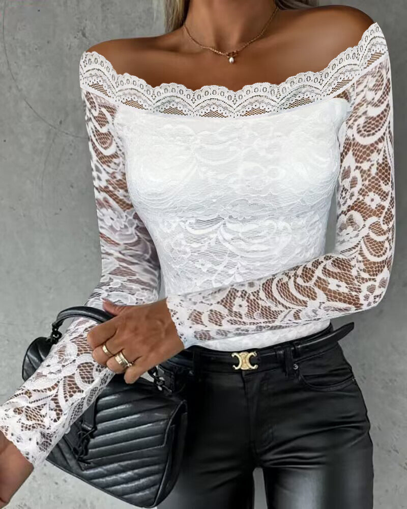 YJ Off-shoulder Lace Top For Women