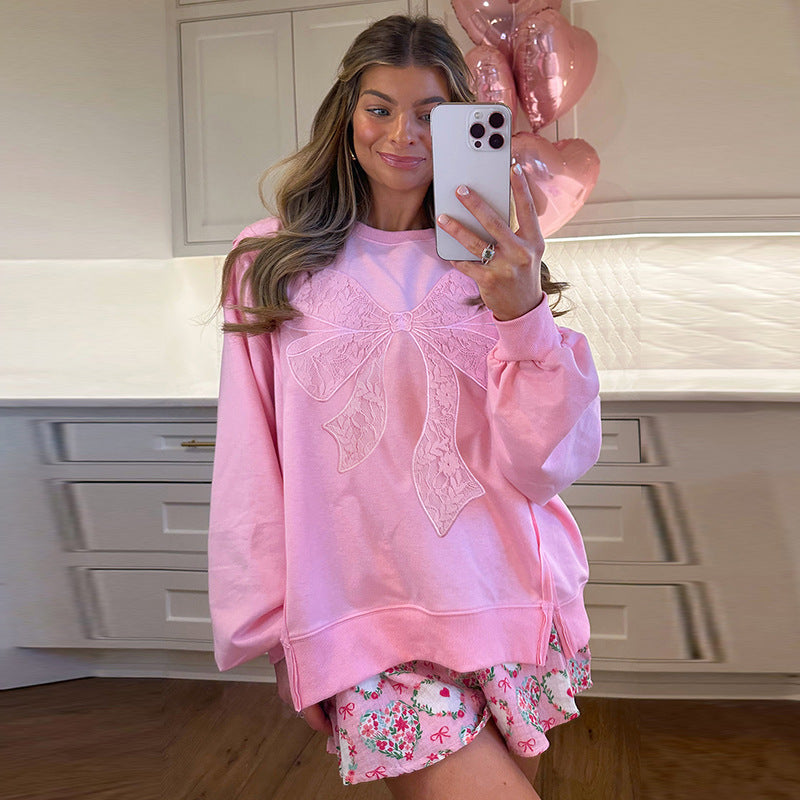 Sweet Style Big Bow Long-sleeved Top For Women