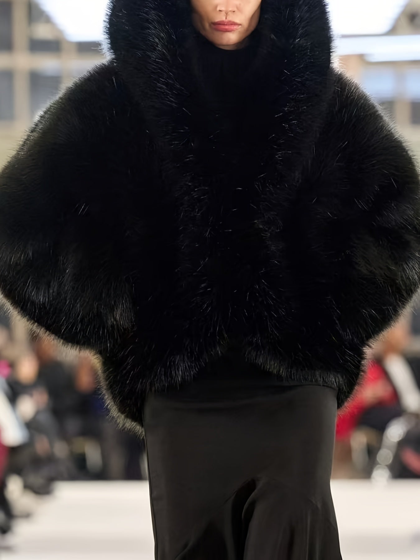 Women's Green Fur Faux Fox Fur Hooded Coat