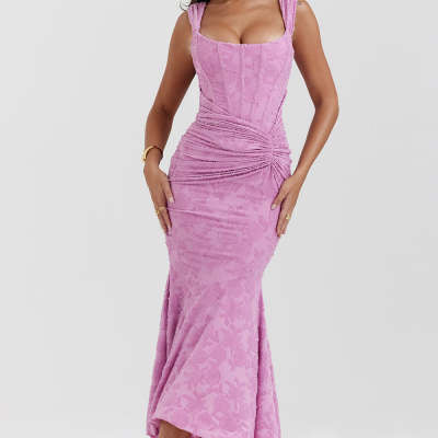 2025Mozision Off-shoulder Backless Sexy Evening Dress For Women Purple Sleeveless Strapless Ruched Bodycon Club Party Dress