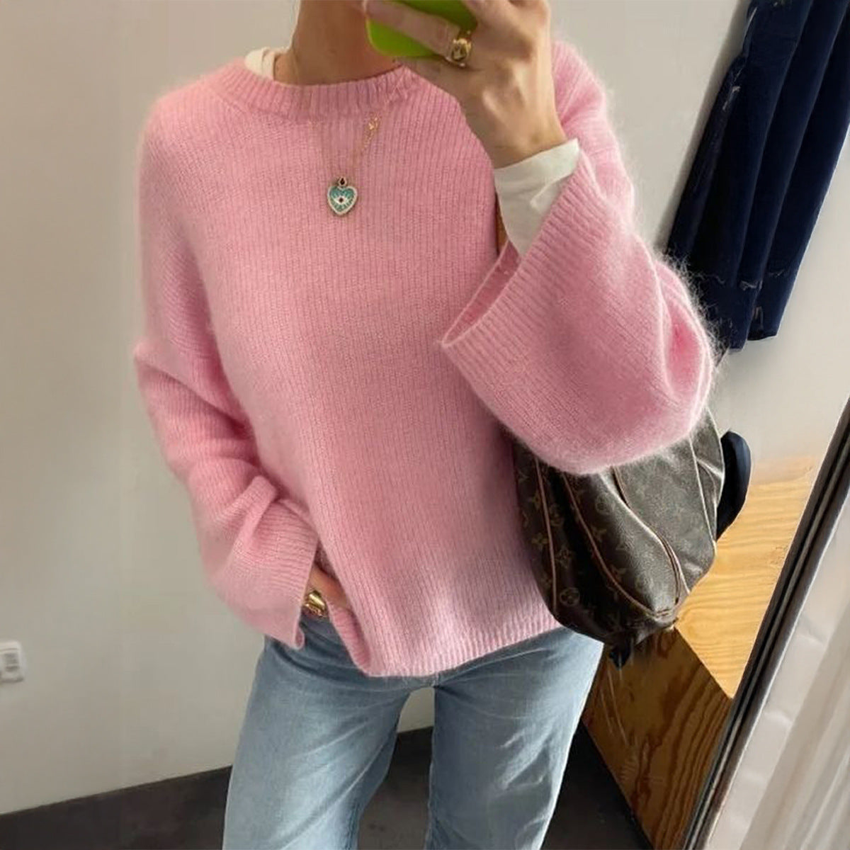 Fashion Temperament Pure Color Long Sleeve Sweaters Women's Clothing