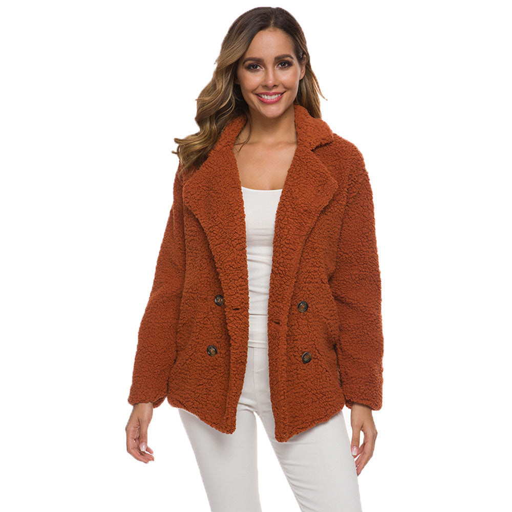 Lamb Fleece Thickened Women's Sweater Coat