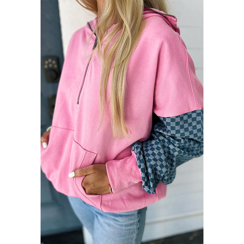 Women's Half-zip Hooded Sweater Regular Sleeve