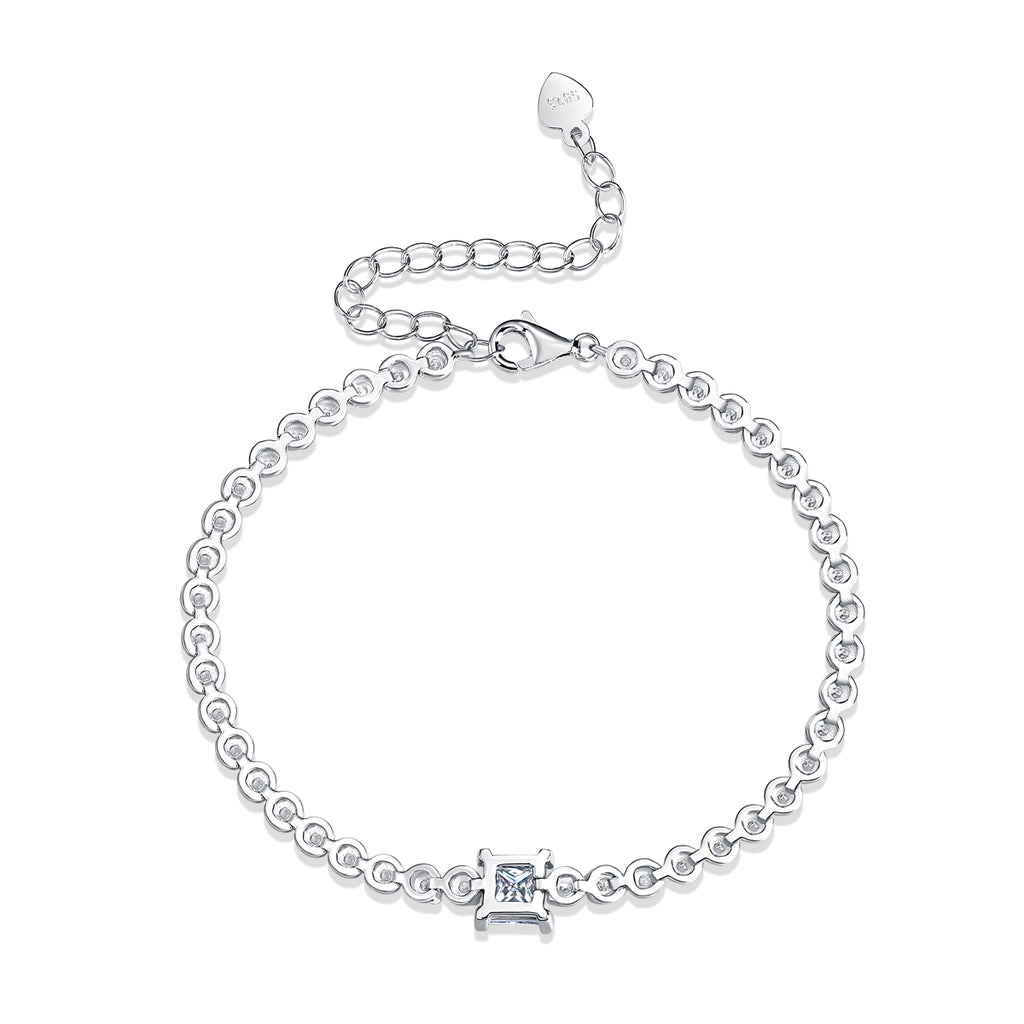 Rubik's Cube Luxury Fashion Mosan Diamond Silver Jewelry Comparable To Natural Diamond Bracelet