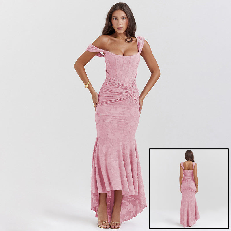 2025Mozision Off-shoulder Backless Sexy Evening Dress For Women Purple Sleeveless Strapless Ruched Bodycon Club Party Dress