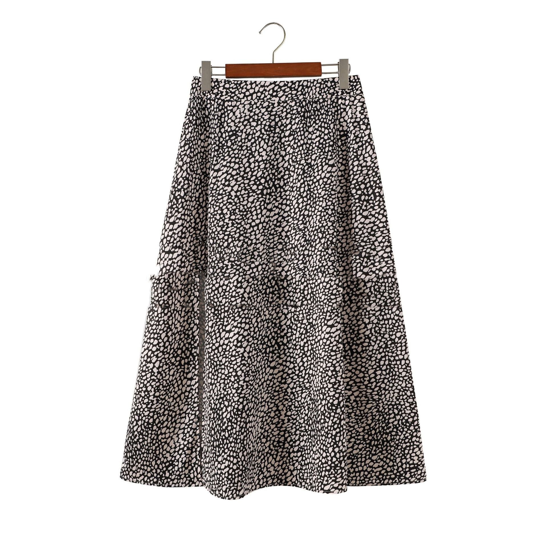 Women's Loose Long Skirt Thin A-Line Skirt New Leopard Print Floral Skirt