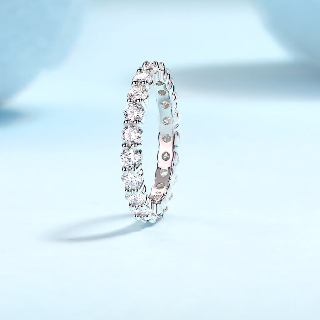 Luxury Fashion Diamond Ring, Row Diamond Ring, Moissanite Silver Ring, Jewelry