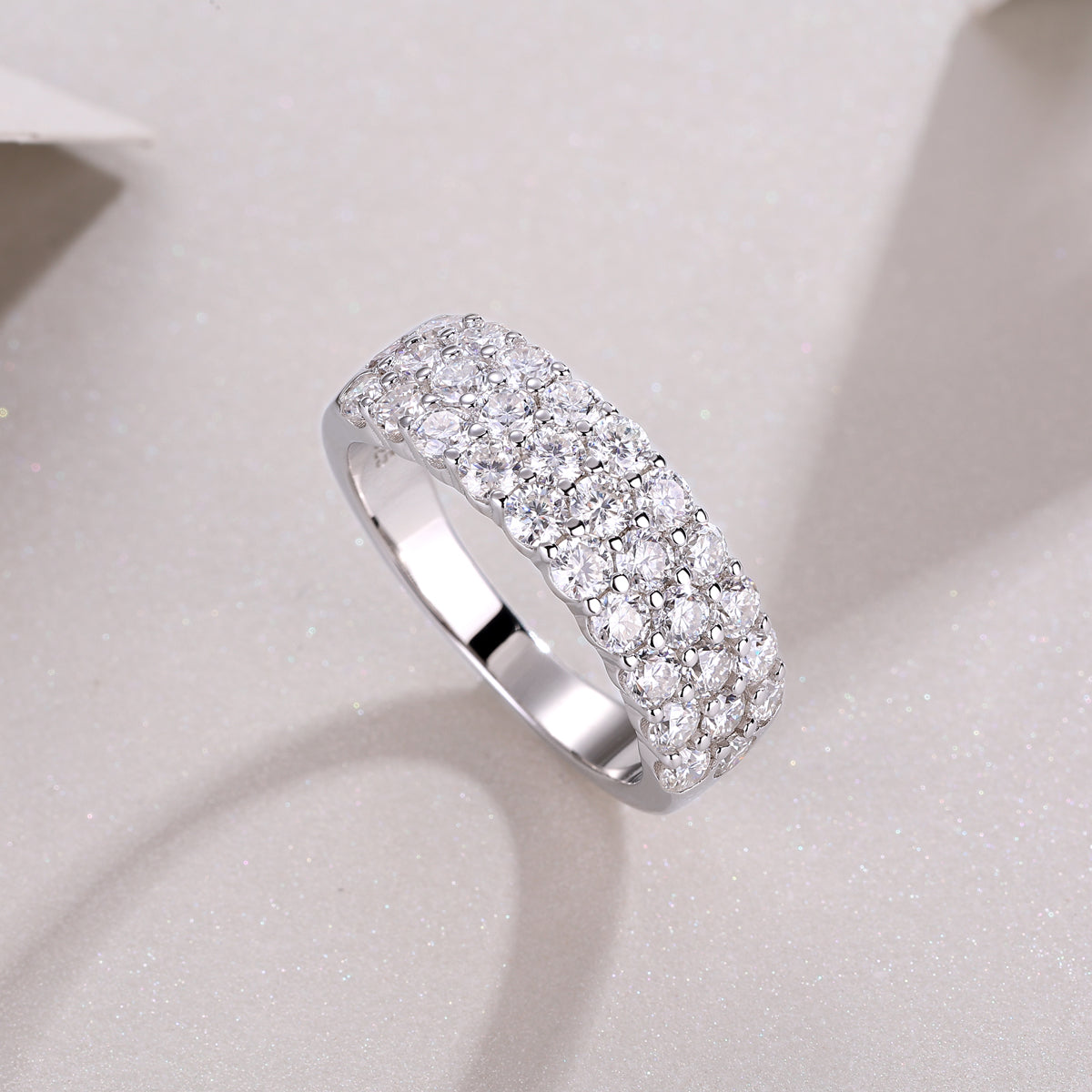 Multi-row Diamond Ring Luxury Fashion Set Moissanite Silver Ring