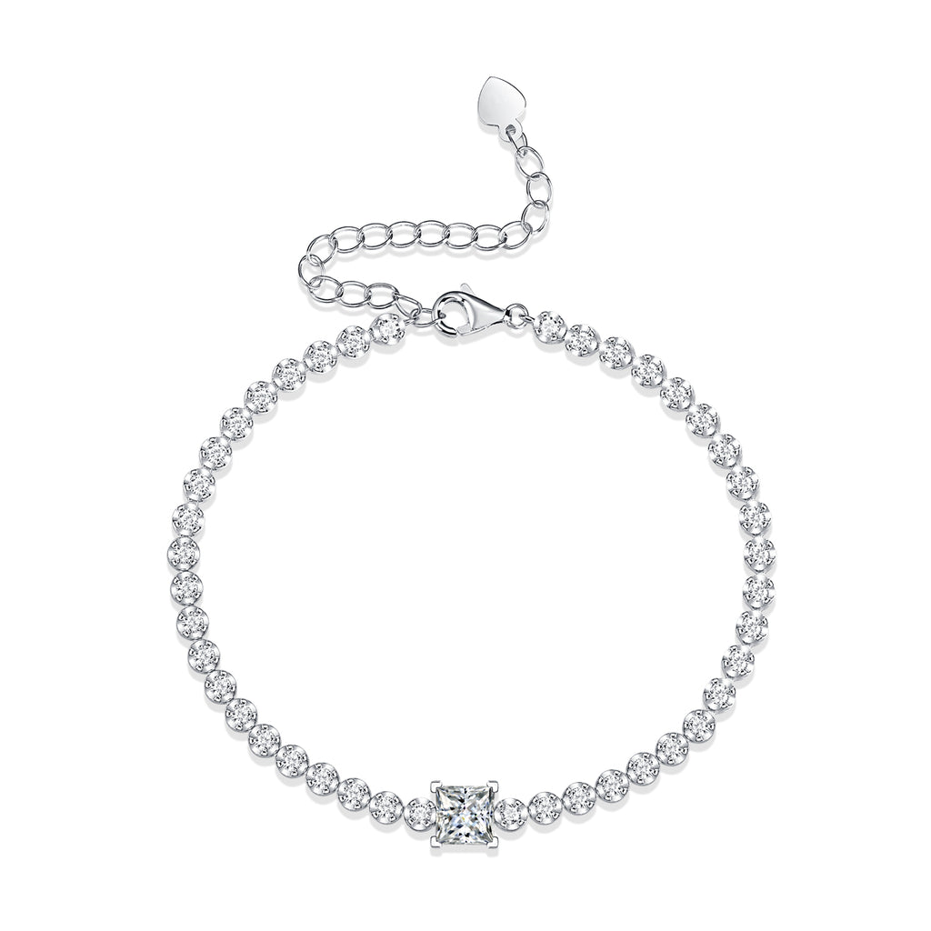 Rubik's Cube Luxury Fashion Mosan Diamond Silver Jewelry Comparable To Natural Diamond Bracelet