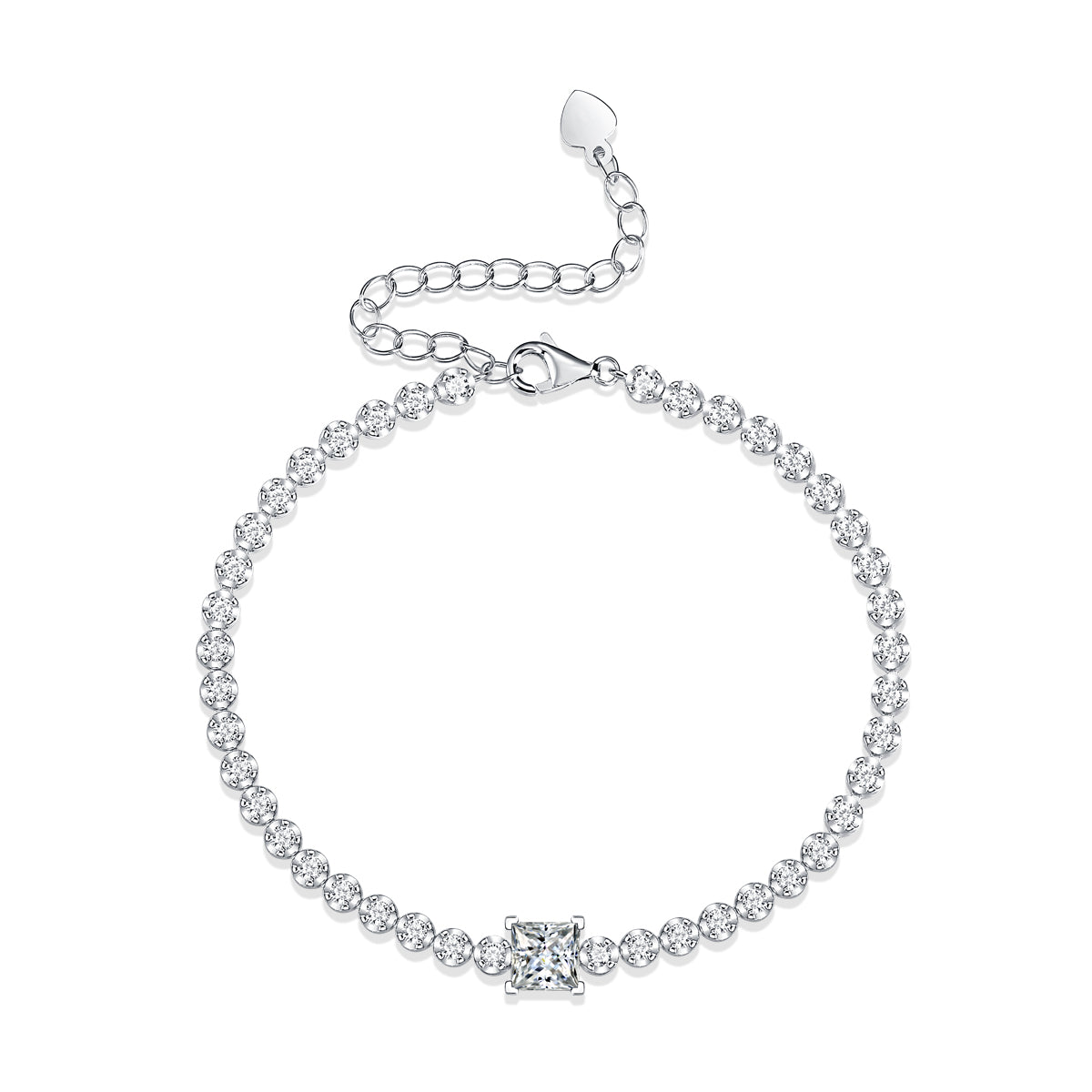 Rubik's Cube Luxury Fashion Mosan Diamond Silver Jewelry Comparable To Natural Diamond Bracelet