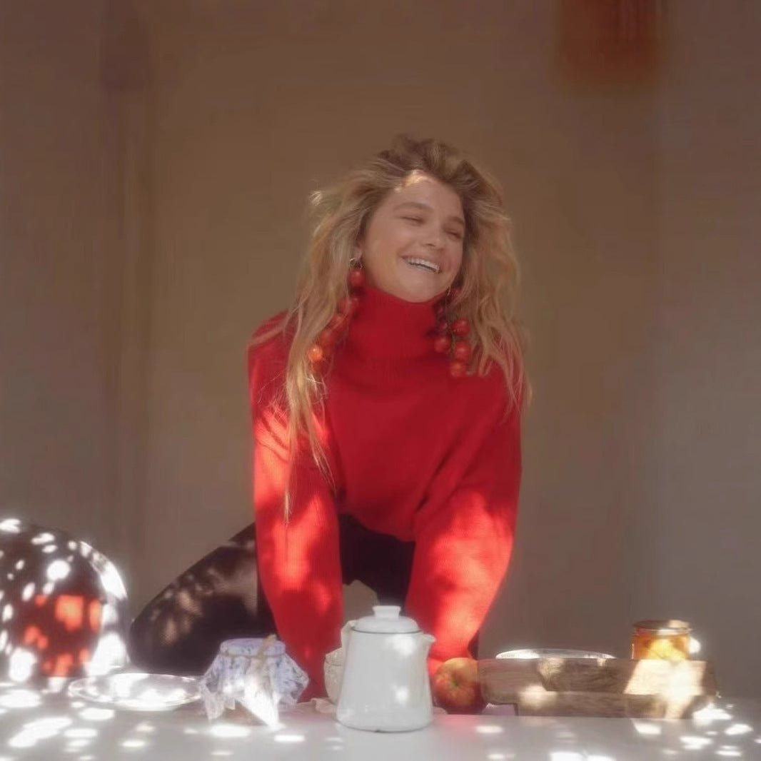 Autumn And Winter European And American Loose Basic Style Solid Color Pullover