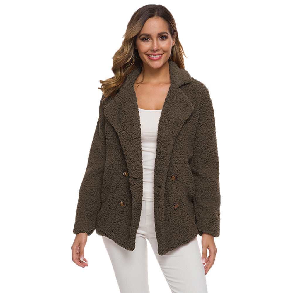 Lamb Fleece Thickened Women's Sweater Coat
