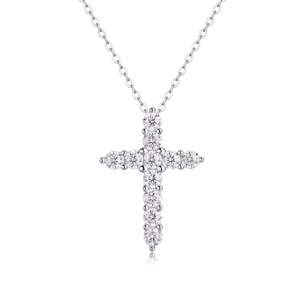 Faith Luxury Fashion Diamond Pendant Necklace Set With Mosan Diamond Silver Ornaments
