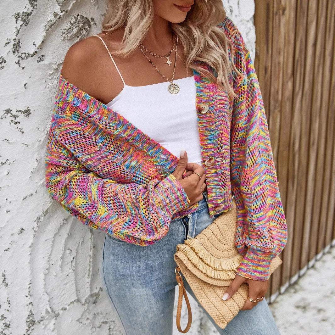 YJ Color Retro Cardigan All-match Sweater Women