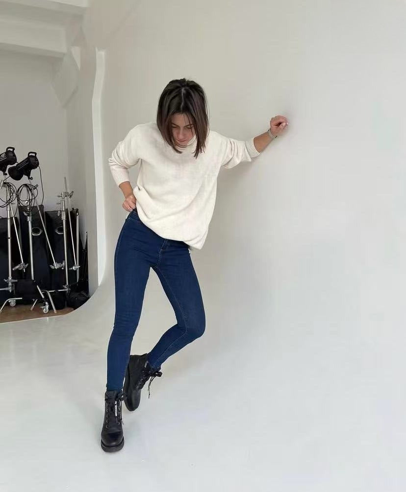 Autumn And Winter European And American Loose Basic Style Solid Color Pullover