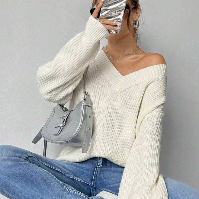 Fashion Casual Women's Loose V-neck Sweater