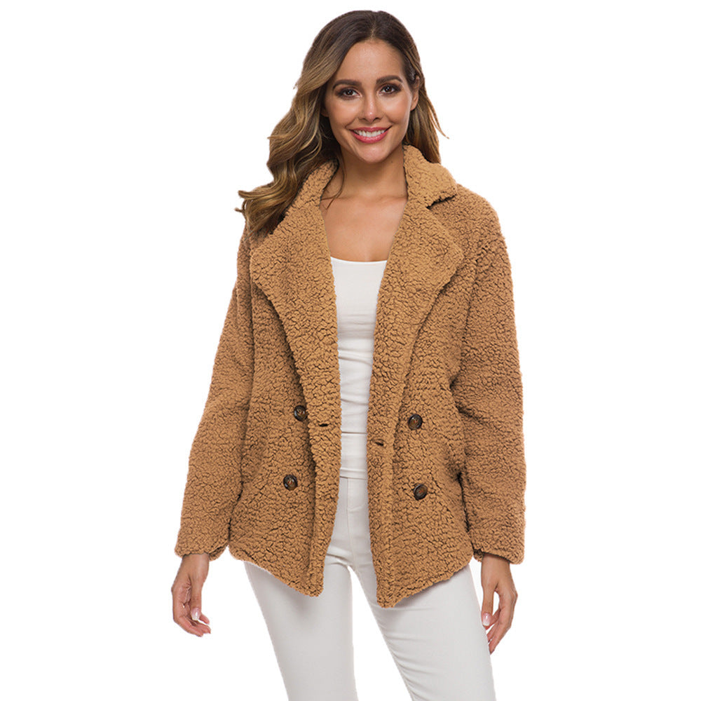 Lamb Fleece Thickened Women's Sweater Coat