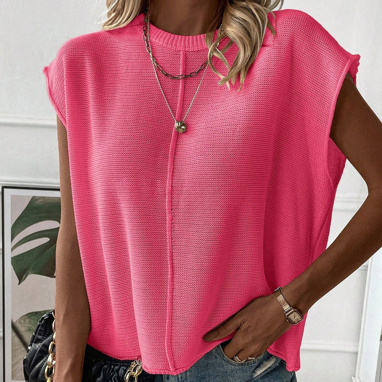 Women's Casual Solid Color Knit Vest