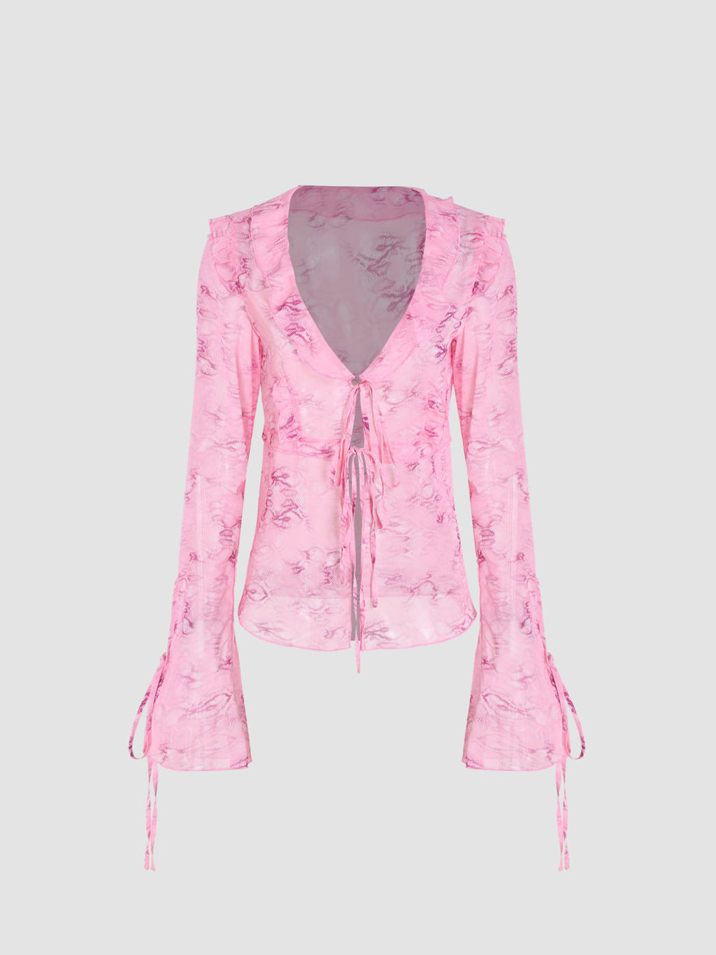 2023 New Ins Fashion Women's Strappy Lace V-neck Top  Chiffon Printed Dress Suit