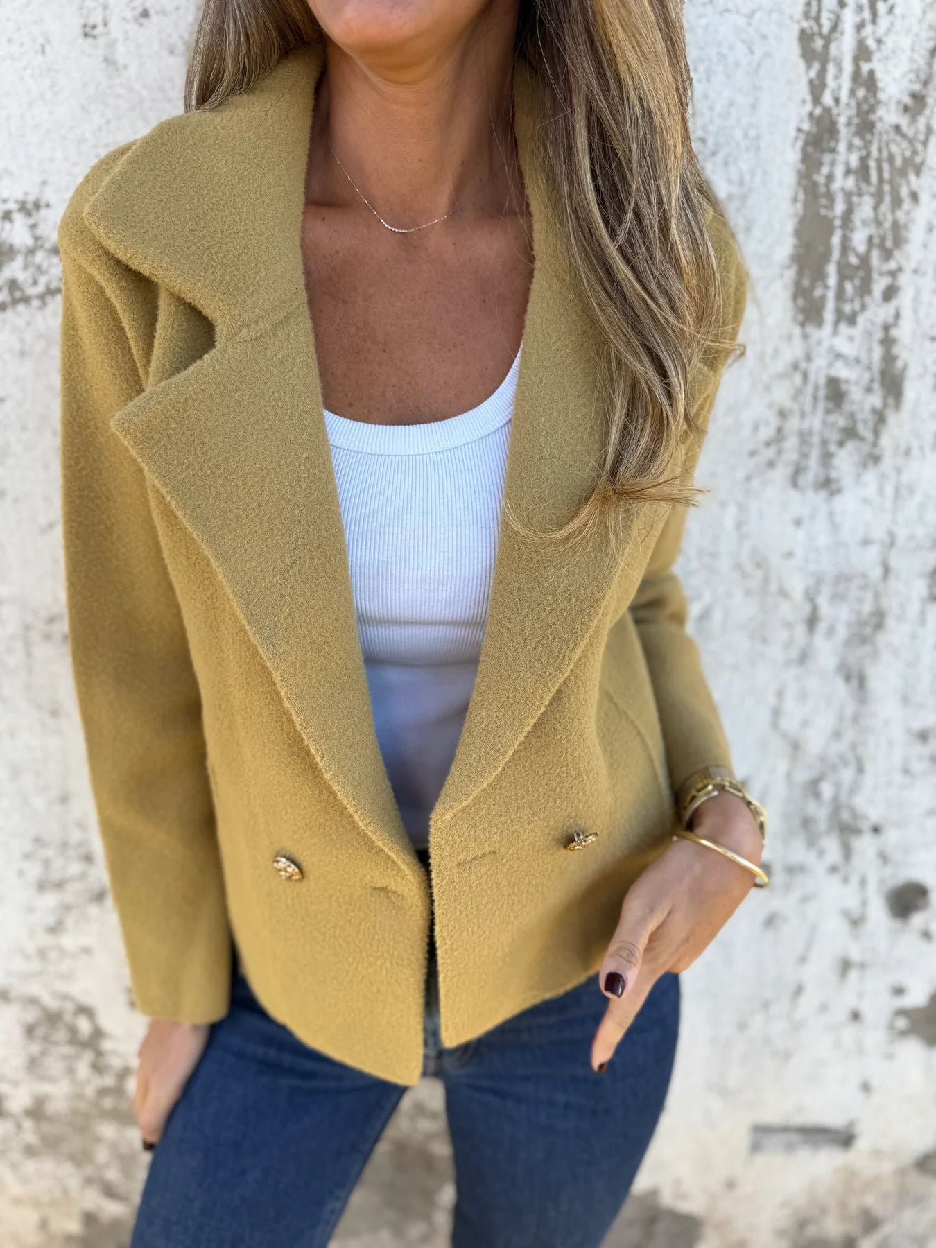 New Women's Casual Woolen Button Graceful Suit Jacket