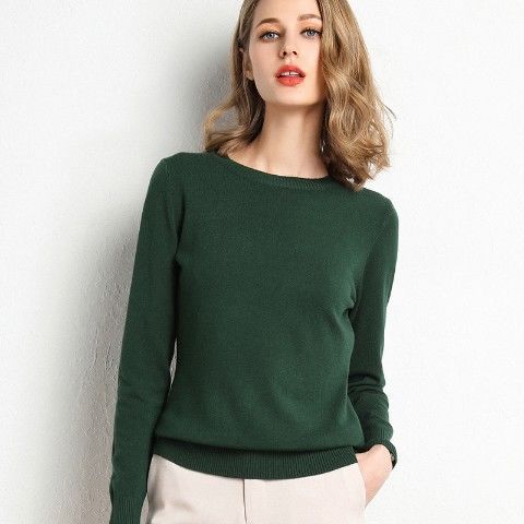 New Sweater Women Knitted Sweater Round Neck Bottoming Shirt