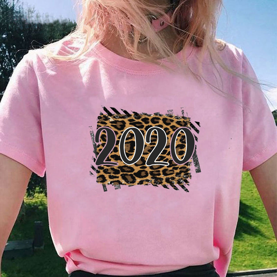 2025YJ women' cartoon leopard print short-sleeved shirt