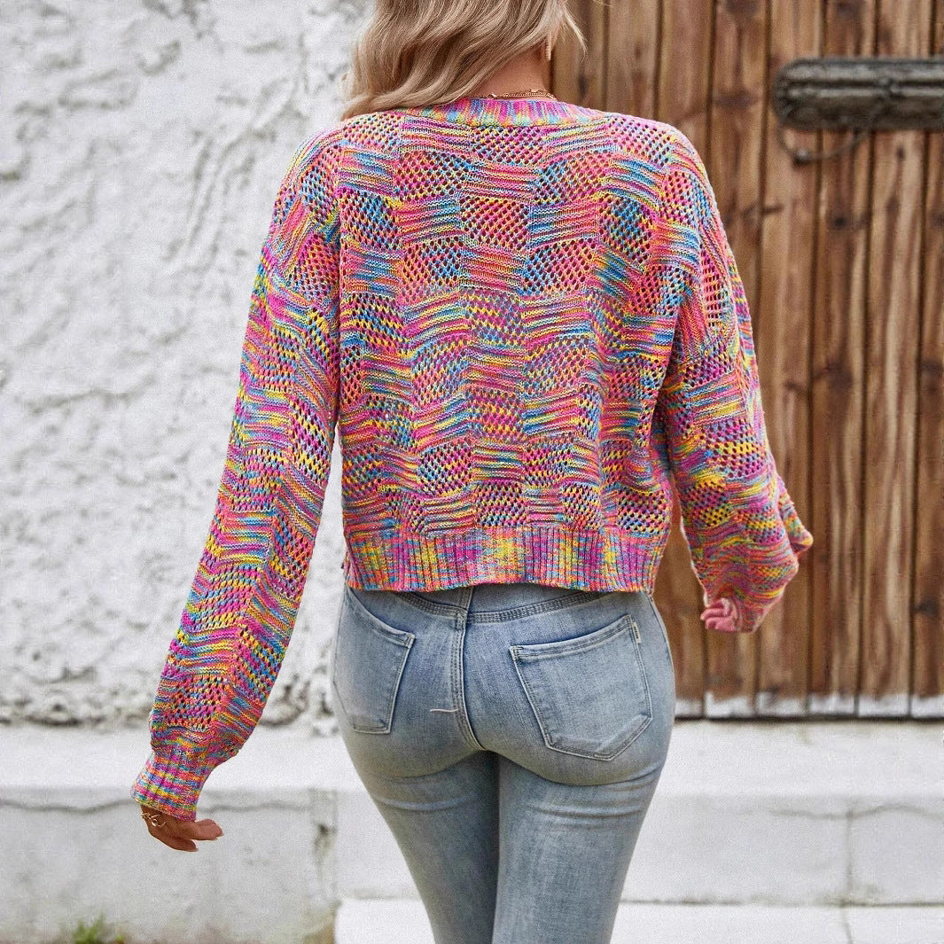 YJ Color Retro Cardigan All-match Sweater Women