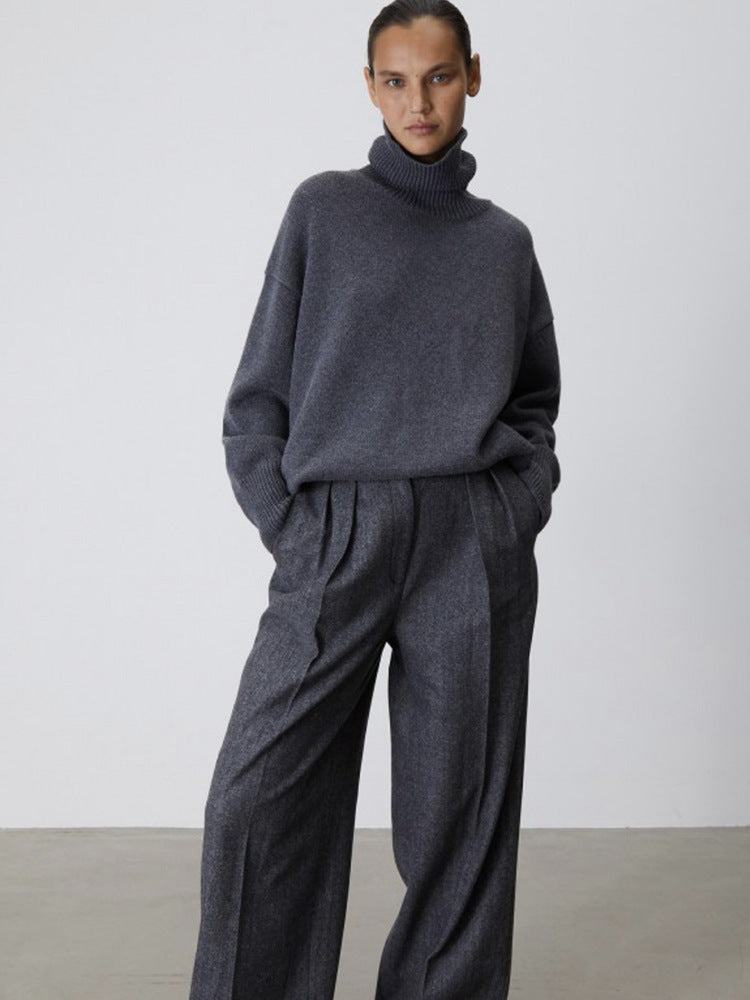 Autumn And Winter European And American Loose Basic Style Solid Color Pullover