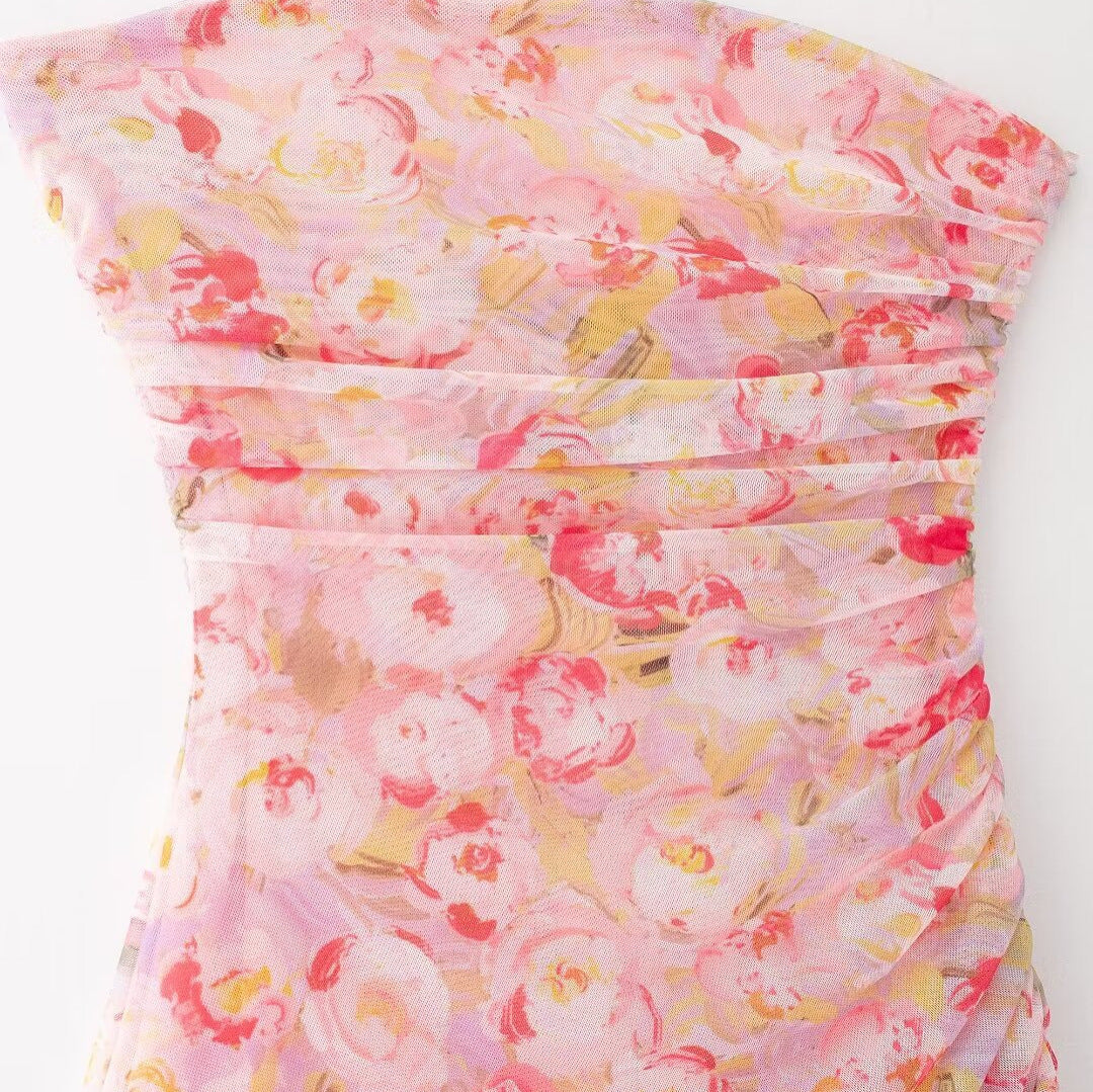 2025YJ Women's mesh slim tube top dress