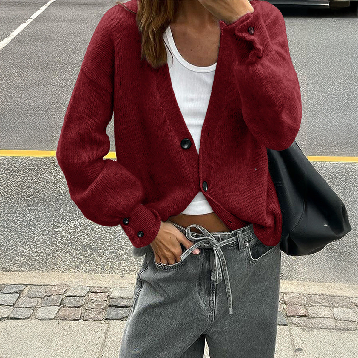 Solid Color Long-sleeved Sweater Woolen Women's Clothing