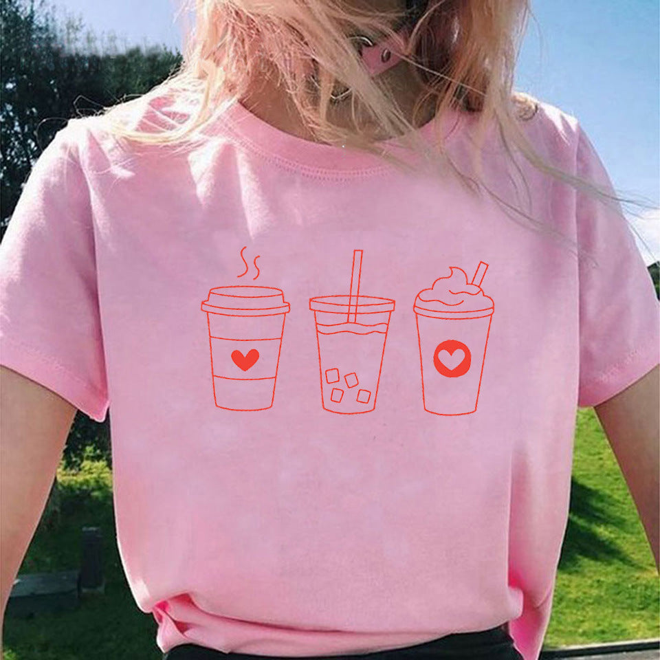 2025YJ women' cartoon leopard print short-sleeved shirt