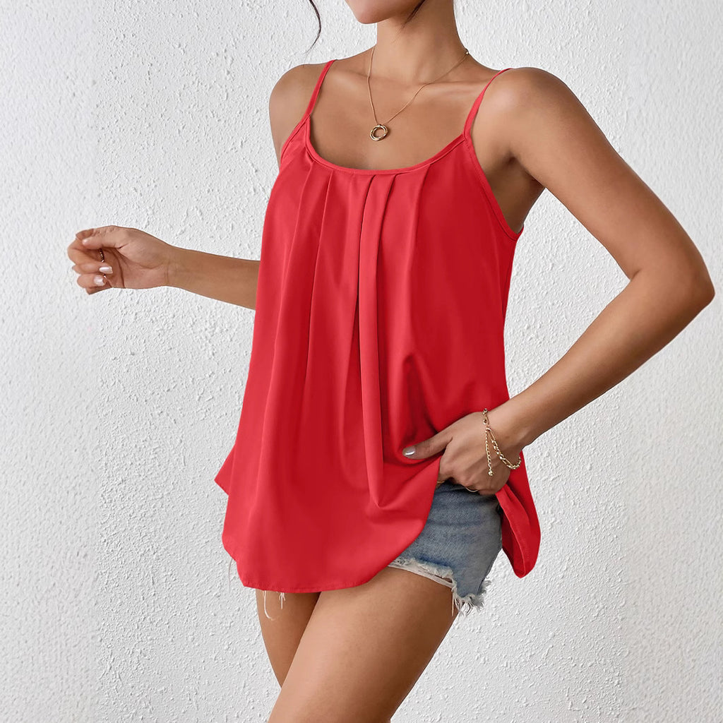 Pleated Camisole All-match Loose Sleeveless Vest Top