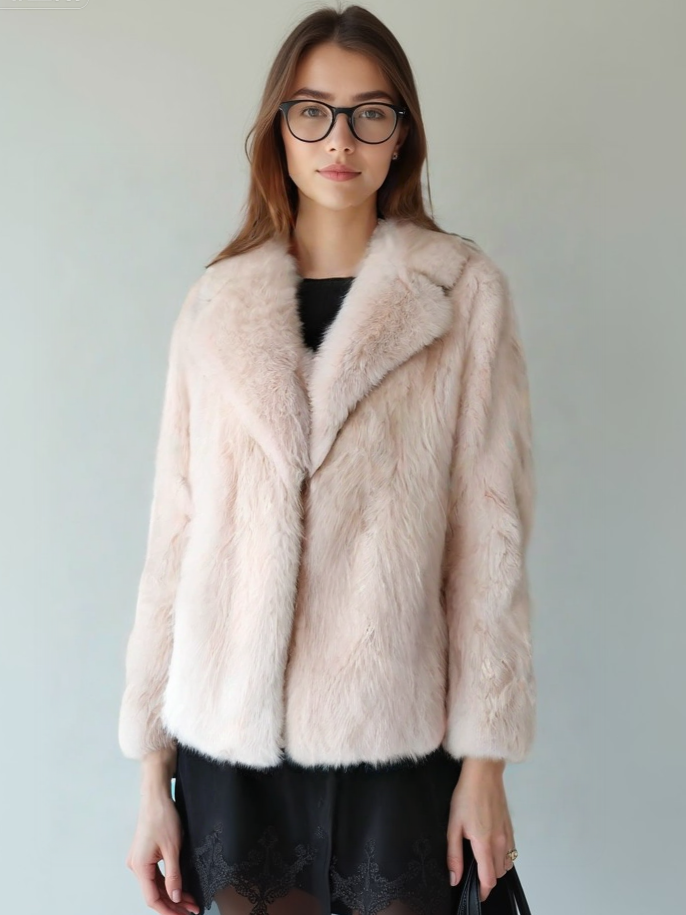 2025YJ Winter Plush Coat Fashion Warm Thicken Fluffy Lapel Jacket Outwear Casual Long Sleeve Tops Womens Clothing